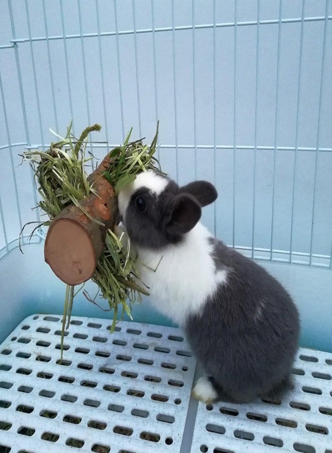 TANOMA Natural Apple Wood Rabbit Guinea Pig Hay Feeder, Bunny Carrot Holder, Cages Accessories for Chinchilla - Image 2